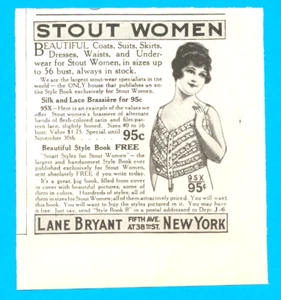 1918 Lane Bryant clothing for stout overweight women antique print ad underwear - Picture 1 of 4