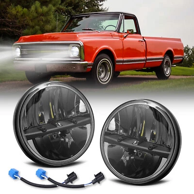 Par de faros LED redondos DOT de 7 pulgadas haz alto/bajo para camioneta Chevrolet C10 C20 C30 Foto 1 de 4