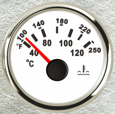 Water Temp Gauge with Sender 100-250F 287.4-22.4 ohms for Car Truck Marine White - Image 1 of 4