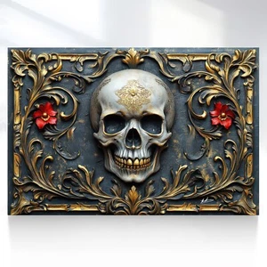 Leinwand Bild Totenkopf Abstrakt Wanddeko Wandbilder XXL Wohnzimmer Modern 7377A - Bild 1 von 7