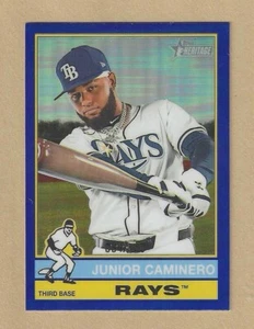 2025 Topps Heritage Junior Caminero #280 Blue Chrome Refractor #'d 064/150 RC - Bild 1 von 2