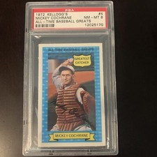 1972 KELLOGG'S ALL-TIME BASEBALL GREAT #4 MICKEY COCHRANE HOF PSA 8
