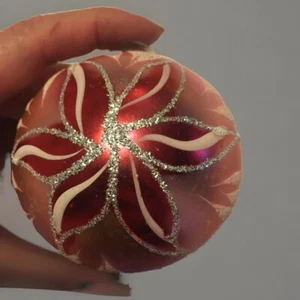 Set 4 Vintage  Glass Handmade Ball Glitter Painted Ornaments West Germany EPOC - Picture 1 of 4