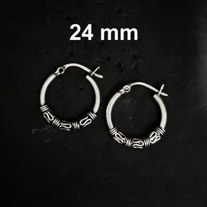 Sculpted Shine: Premium 925 Silver Hoops #ST113 - Picture 1 of 4