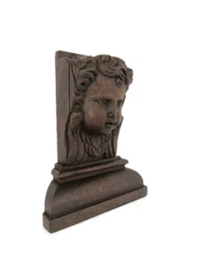 Corbel Hand Carved Wood Architectural reclaimed Trim Putti Angel Head Antique - Picture 1 of 10