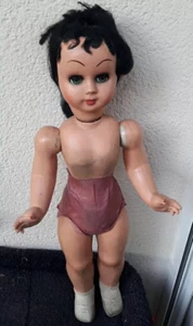 Puppe mit Schlafaugen, 68cm groß aus Hartplastik, 50er oder 60er Jahre Italien - Bild 1 von 9