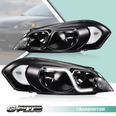 Headlight Clear Signal LED DRL Fit For 2006-2016 Chevy Impala/Monte Carlo Black - Image 1 of 4