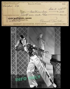Signed Check - Eleanor Powell - World Famous Tap Dancing Actress - Picture 1 of 1
