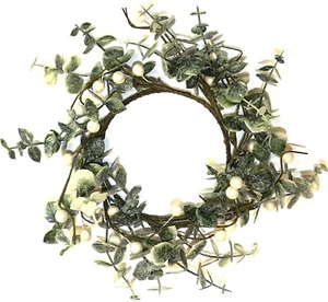 Corona de muérdago 25 cm - Pequeña decoración de puerta de Navidad con hojas y bayas blancas - Imagen 1 de 1