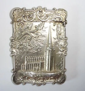 Antique Victorian Coin Silver Calling Card Case Trinity Church NY (as-is) - Picture 1 of 11