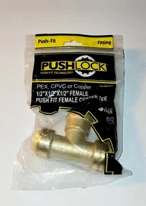 PushLock PEX, CPVC or Copper 1/2" x 1/2" x 1/2" Female Push Fit - Picture 1 of 2