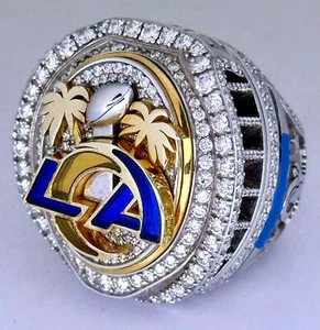 🏈 2021 Los Angeles LA Rams Super Bowl LVI Champions 10K Gold & 💎 NFL Ring‼️ - Picture 1 of 11