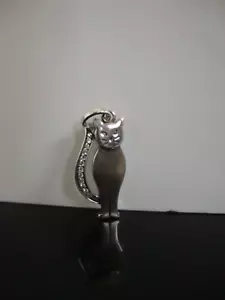 Ciondolo Vintage Bellissimo Gattino Gatto Designer Argento Sterling 925 Zirconi Pietre - Foto 1 di 7