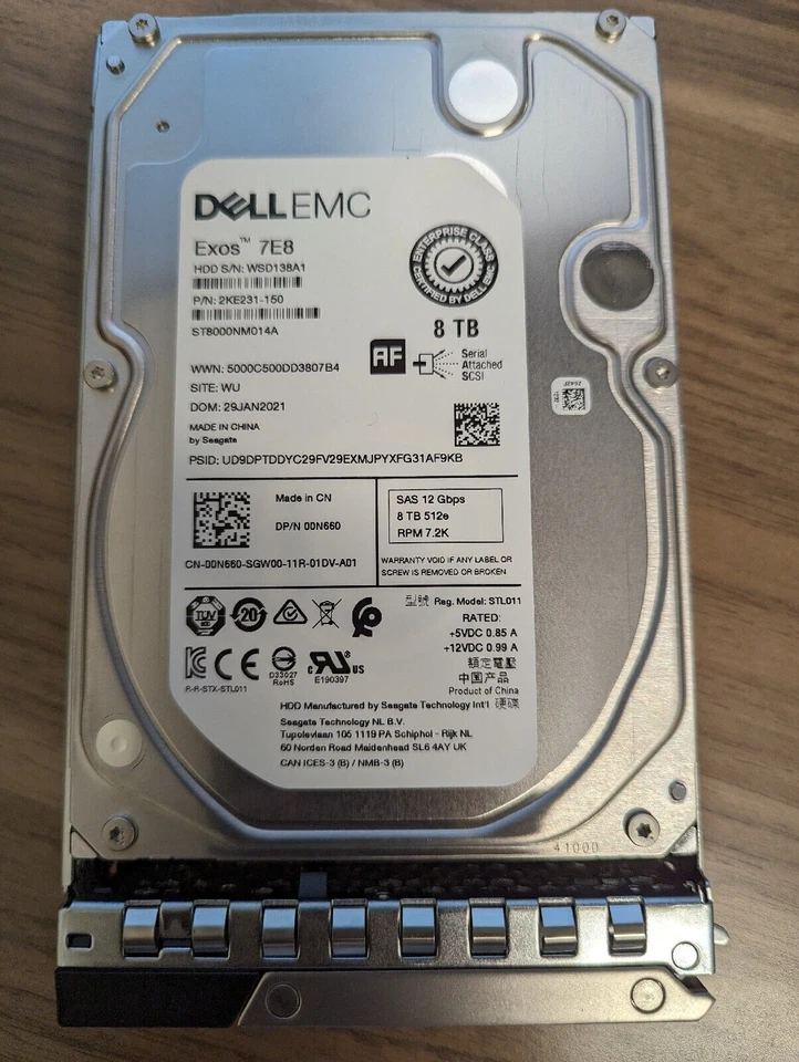 0N660 DELL Exos 7E8 ST8000NM014A 8TB 12Gb/s 512e 7.2K R540 R740 3.5" HDD - Image 1 of 4