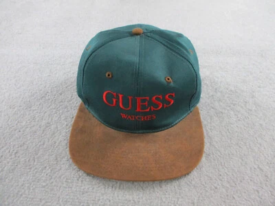 VINTAGE Guess Hat Cap Snap Back Green Brown Suede Watches Streetwear Adult Mens - Image 1 of 4