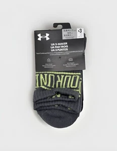 UNDER ARMOUR UA 3-MAKER YOUTH 3 PAIR PACK CUSHIONED MID CREW SOCKS 13.5K-4.5 - Picture 1 of 3