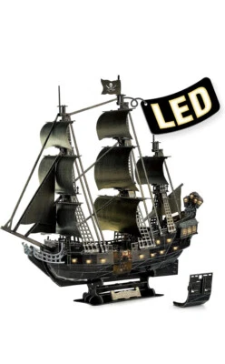 3D Puzzle for Adults Moveable LED Pirate Ship Decorations Queen Anne's Revenge - Image 1 of 4