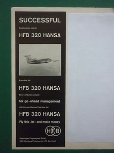 5/1965 PUB HFB HAMBURGER FLUGZEUGBAU HFB 320 HANSA BUSINESS JET ORIGINAL AD - Picture 1 of 1