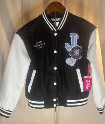 Chaqueta Bomber Niñas Justice Talla 10 Mediana Negra/Blanca Nueva con Etiquetas Foto 1 de 4