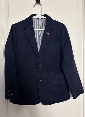 EUC Mini Boden Navy Blue Cotton Jacket Boys Blazer Size 6-7 - Image 1 of 4