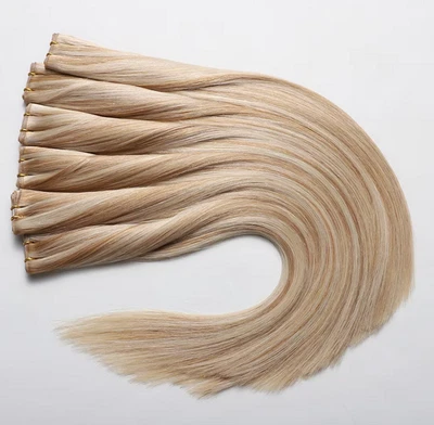Extensión de cabello trama genio cabello humano ruso rubio gris doble dibujo 100G Foto 1 de 4
