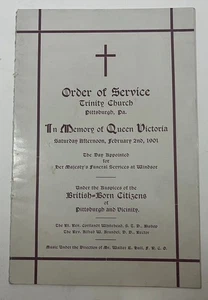1901 Queen Victoria Memorial Service Program – Trinity Church Pittsburgh – Rare - Picture 1 of 8