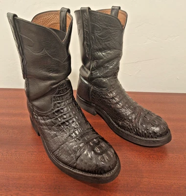 Botas Black Jack de Excelente Calidad Cuero de Caimán Negro Hombres 9D Vaquero Occidental Foto 1 de 4