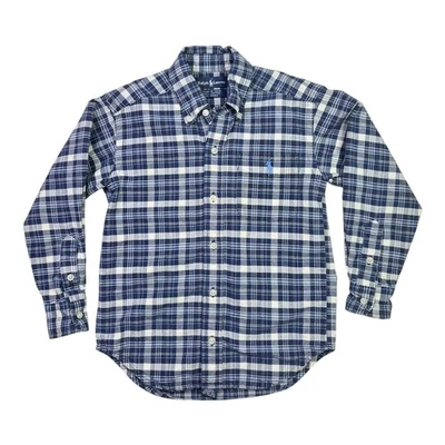 Ralph Lauren Boy's Size 4 Long Sleeve Button-Down Plaid Shirt Cotton Blue - Image 1 of 4