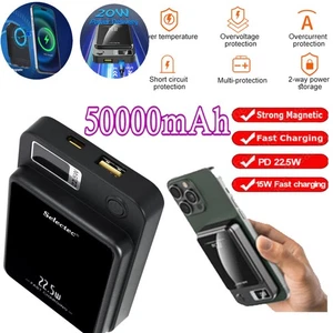 NUOVO 22.5W Wireless Power Bank 50000mAh Caricatore Rapido per iPhone 1514/13/12 - Foto 1 di 23