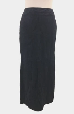 Autograph Women's Suede Skirt Size 6 Navy Real Leather Panels Midi Split New F1 - Image 1 of 4
