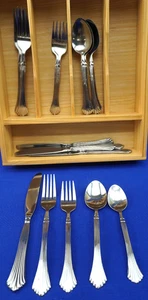 Hampton Silversmiths HSV76- 21 Pieces Dinner Salad Forks Tea Table Spoons Knives - Picture 1 of 9