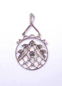 Anhänger Antik Aquamarin und Perle 9 Karat Roségold - Bild 1 von 5