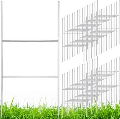 30 Pcs Yard Sign Stakes 20'' X 10'' Metal H Heavy Duty Frame Wire Stakes Galvani - Image 1 of 4