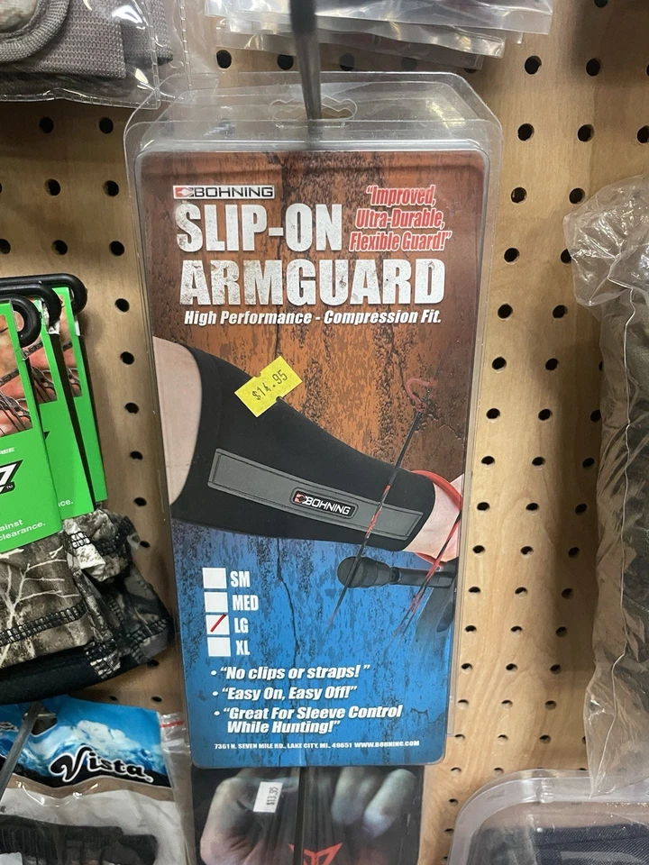 NEW BOHNING 5196KMS SLIP-ON NYLON CMPRESSION FIT ARCHERY ARMGUARD LG BLACK - Image 1 of 1