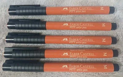 Lot Of 5 Faber-Castell PITT Artist Pen Indian Ink PP M 0.7mm Point Pen READ - Image 1 of 4