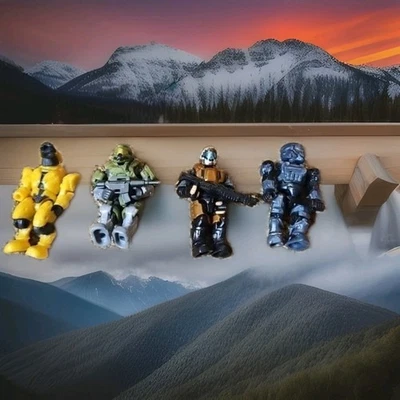 HALO MEGA BLOKS COPPER SHARK PADPRINT ODST METALLIC SERIES MINI FIGURES Lot Of 4 - Image 1 of 4