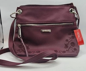 Bolso Bandolera Bolso Cartera ROSETTI Para Mujer Bordado Borgoña Floral - Imagen 1 de 14