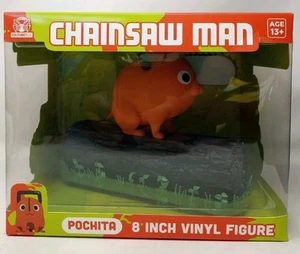 Chainsaw Man Pochita On A Log 8” Vinyl Figure Built By Culturefly Crunchyroll - Picture 1 of 9