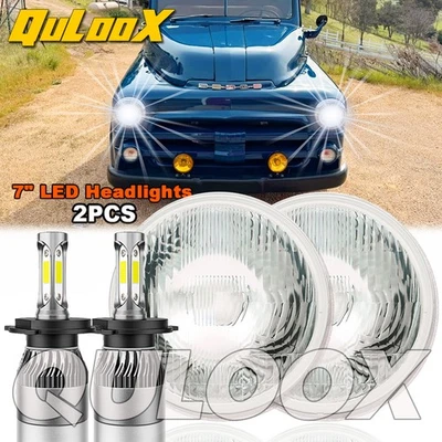 For Dodge D100 D200 D300 Pickup 7inch Round LED Headlight Hi/Lo Sealed Beam DRL Foto 1 de 4