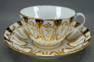 Spode Cobalt & Gold Star & Laurel Leaf Garlands Tea Cup & Saucer C. 1810-1815 - Picture 1 of 12