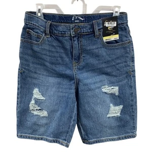 New Art Class Kids XXL 16/18 Adjustable Waist Distressed At Knee Jean Shorts - Picture 1 of 3