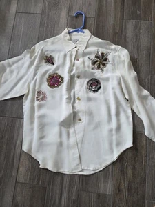 Camisa vintage Todd Oldham colorida con lentejuelas para mujer. Sin talla. Medida S. Oversize - Imagen 1 de 6