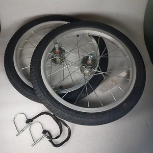 2015 INSTEP Double Tow Behind Bike Trailer Set Of 15"Metal Rear Wheels And Pins - Picture 1 of 10