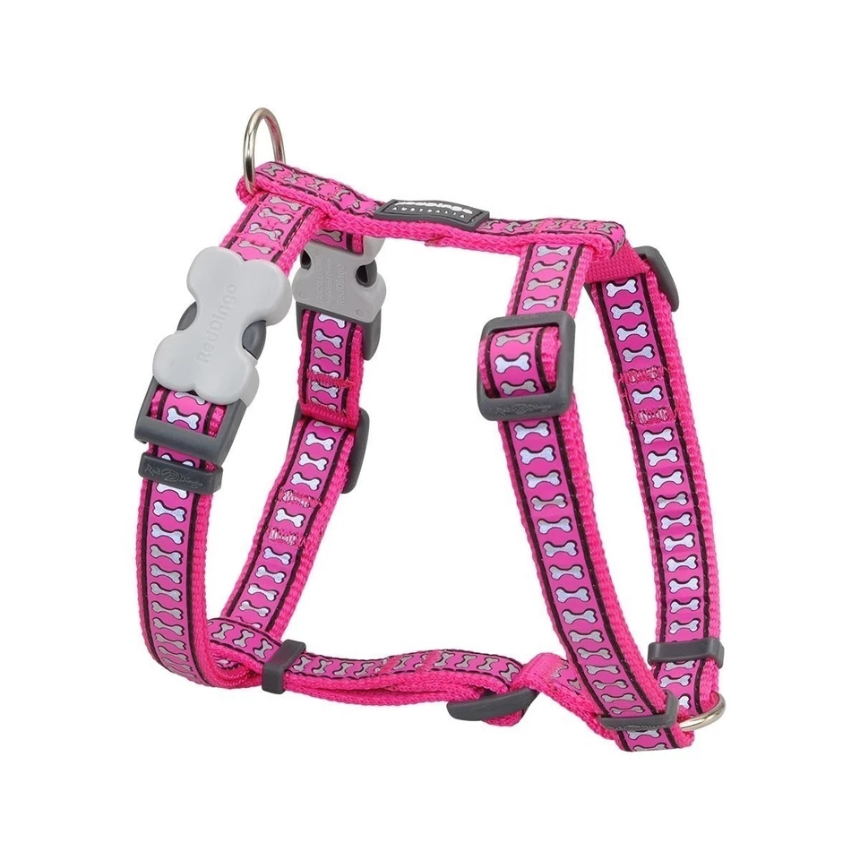 Red Dingo DH-RB-HP-15 Dog Harness Reflective Bones Hot Pink - Small - Изображение 1 из 1