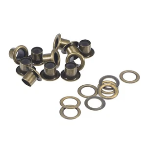 Eyelet with Washer 10.5x6x7mm Alloy Grommet Bronze Tone 100 Set - Picture 1 of 7