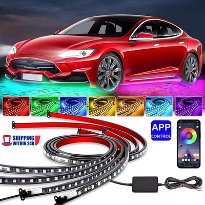 Carro sob faixa de LED RGB FAÇA VOCÊ MESMO faixa de LED sistema sob a carroceria kit de luz neon e controle remoto EUA - Imagem 1 de 4