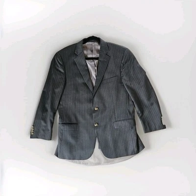 Hart Schaffner Marx Hombre 44R Gris Rayas Chaqueta Abrigo 2 Botones Blazer  Foto 1 de 4