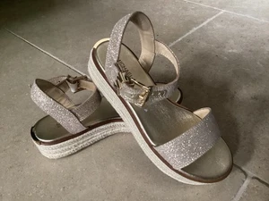 MICHAEL KORS RICHIE ESPADRILLE SANDALS BRAND NEW SIZE 3.5UK GENUINE GOLD TU7 - Picture 1 of 8