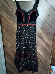Gunne Sax Prairie Boho Vintage Velveteen Maxi Dress 1970s 1980s Cotton Size 9 - Picture 1 of 8