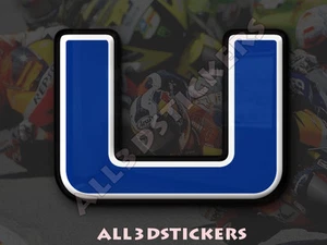 Adesivi Resinati Lettera U 3D Colore Blu Dimensione 25mm - Picture 1 of 1